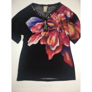 Yvos Women's Blouse Size Small Sequin Neckline